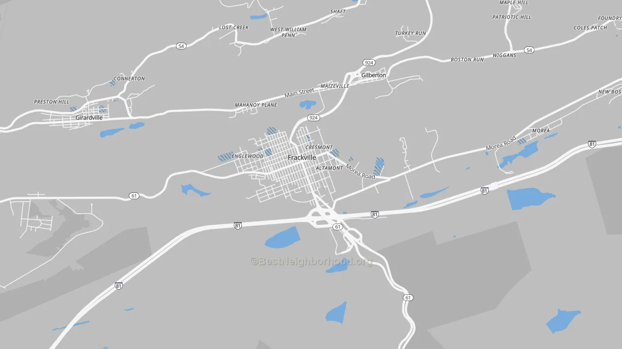 Transit Grade map of Frackville, PA