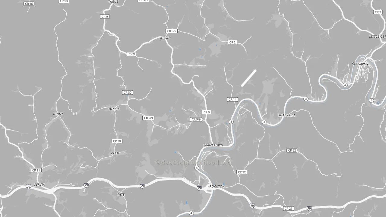 Transit Grade map of Frametown, WV