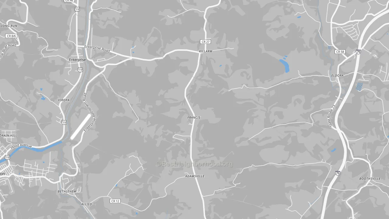 Transit Grade map of Francis, WV