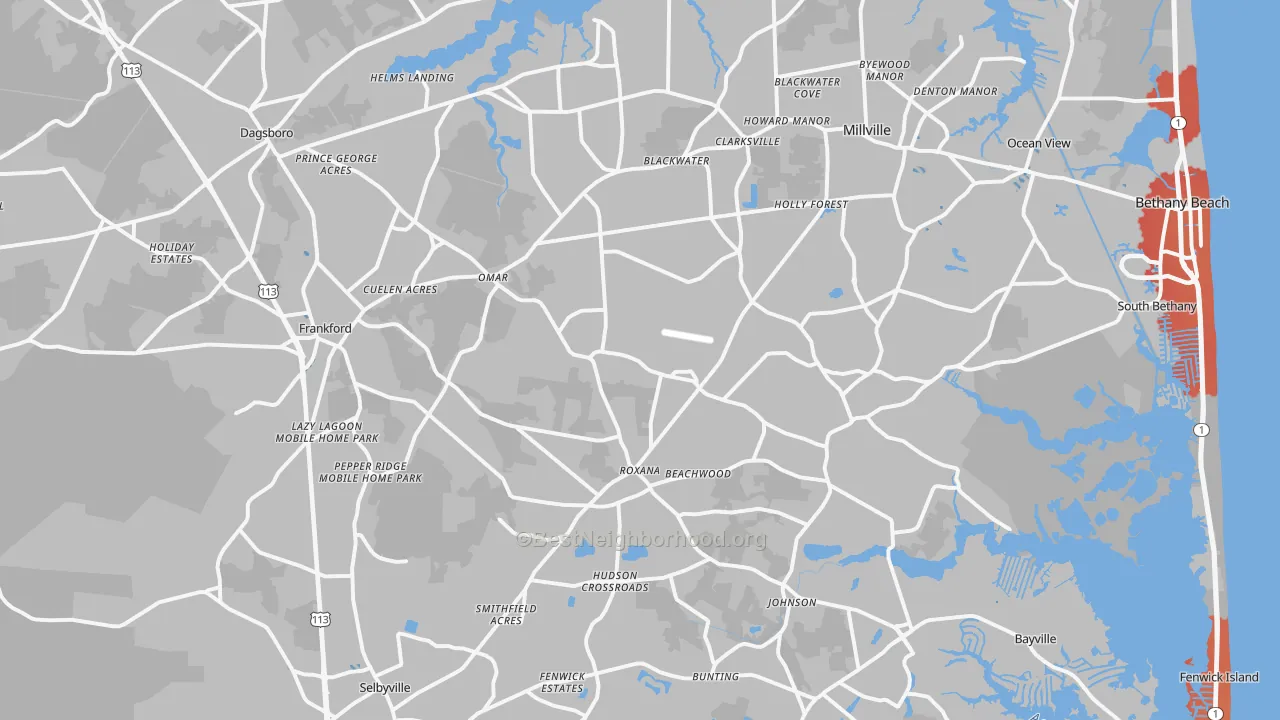Transit Grade map of Frankford, DE