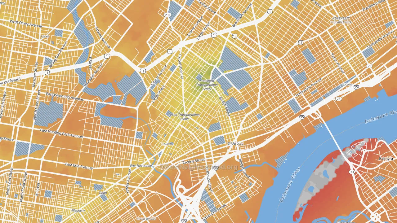Transit Grade map of Frankford, Philadelphia, PA