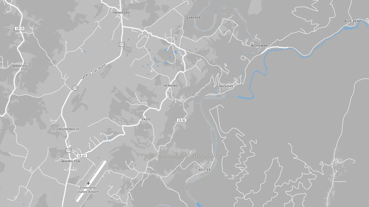 Transit Grade map of Frankford, WV