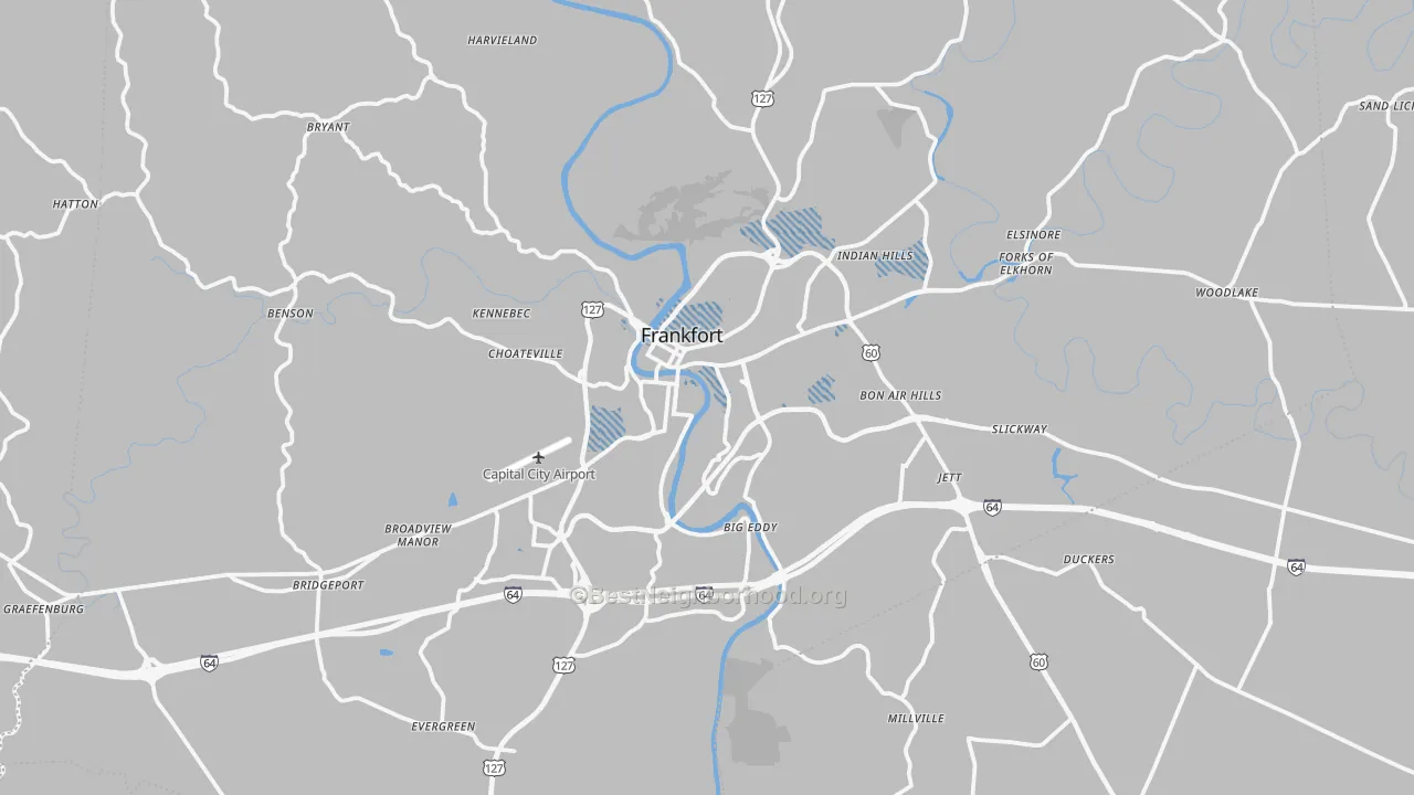 Transit Grade map of Frankfort, KY