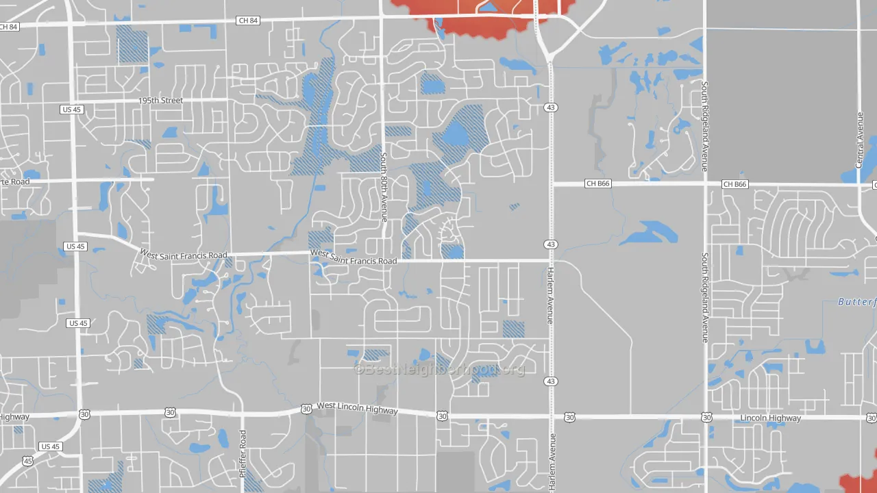 Transit Grade map of Frankfort Square, IL