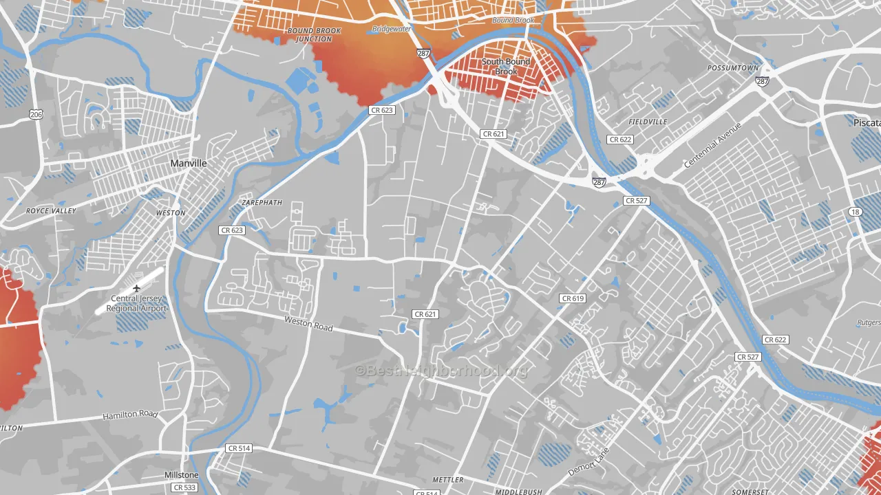 Transit Grade map of Franklin Center, NJ