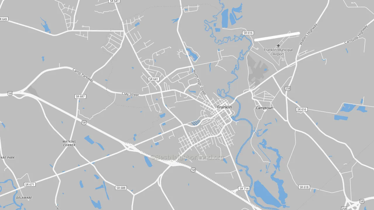 Transit Grade map of Franklin City, VA
