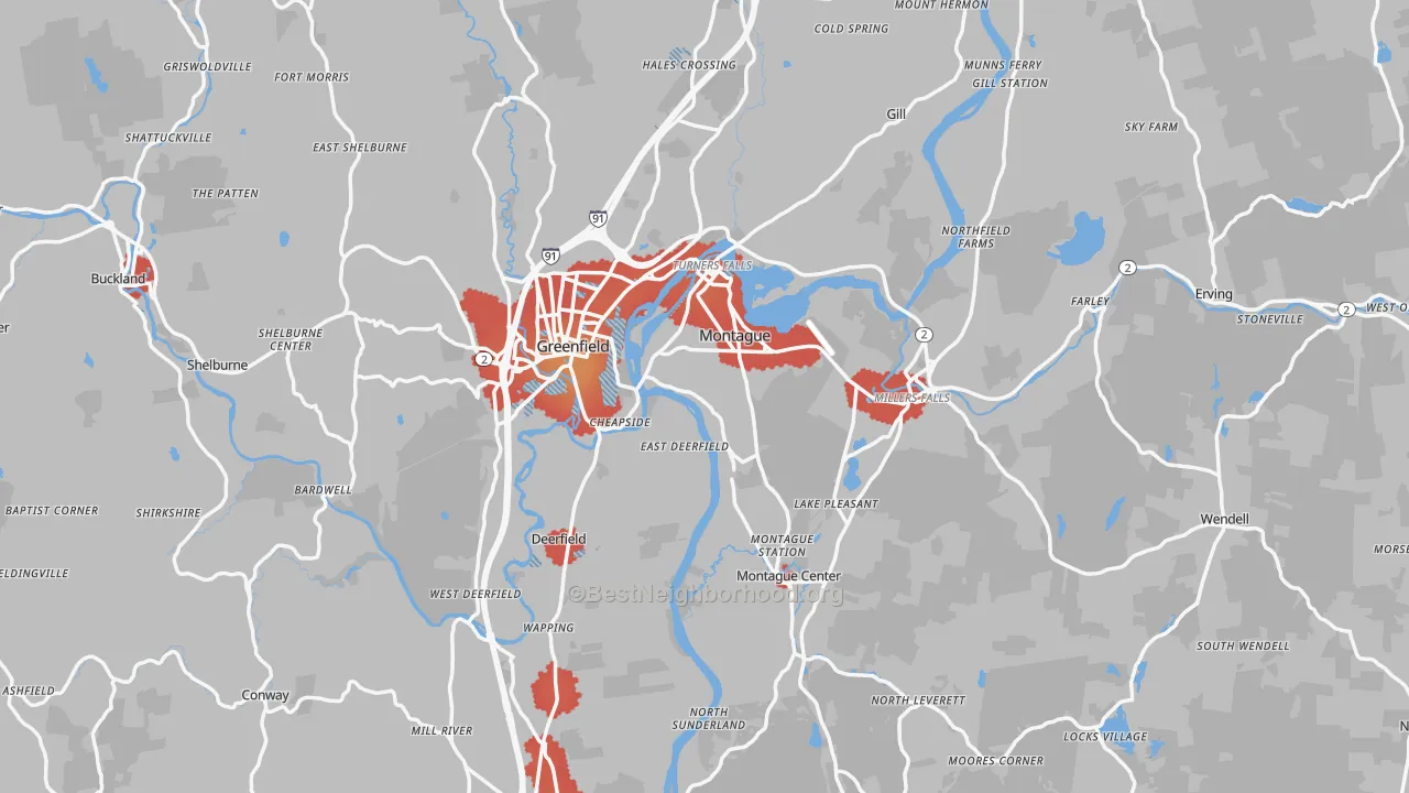 Transit Grade map of Franklin County, MA