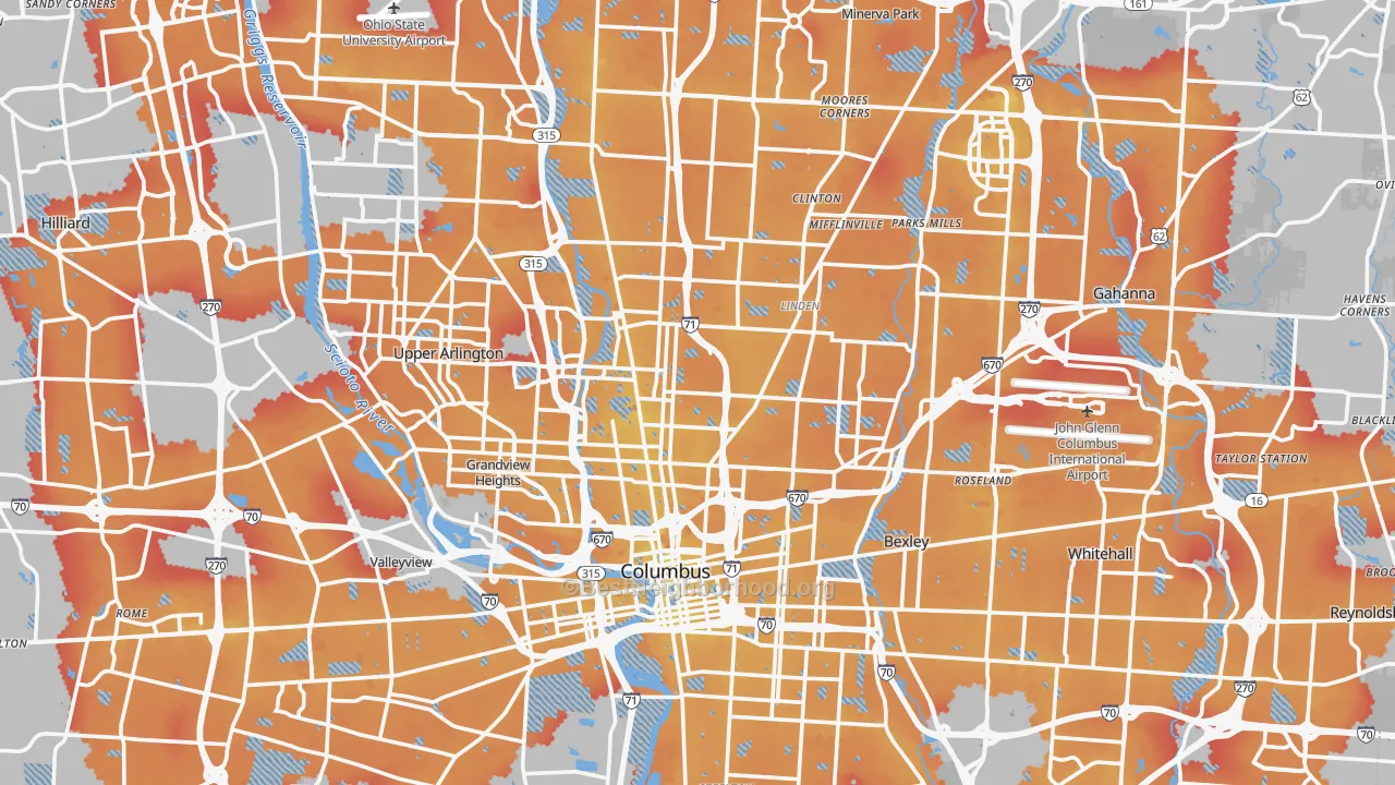 Transit Grade map of Franklin County, OH