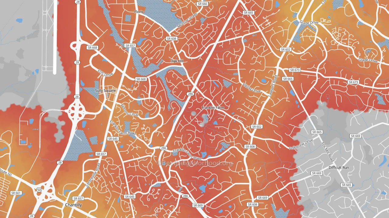 Transit Grade map of Franklin Farm, VA