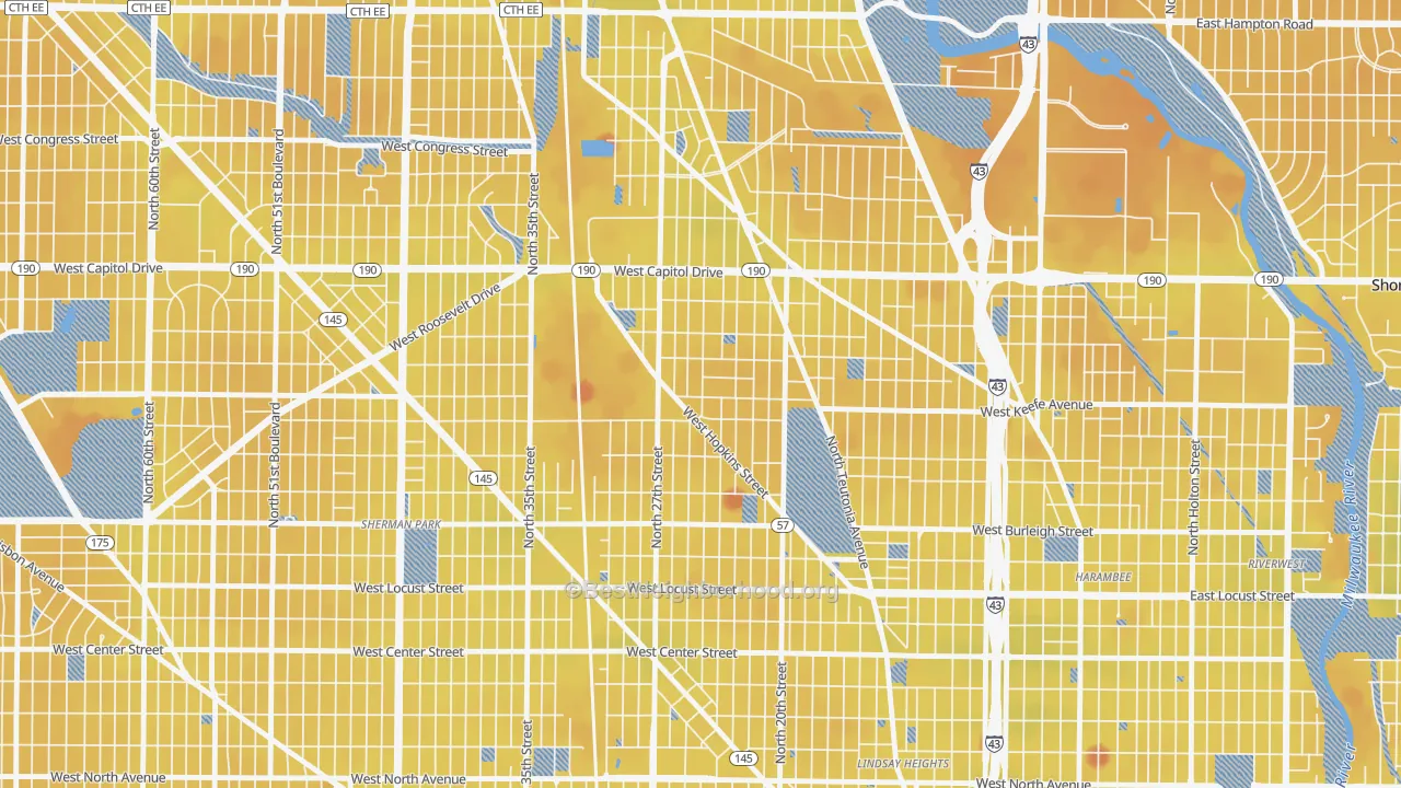 Transit Grade map of Franklin Heights, Milwaukee, WI