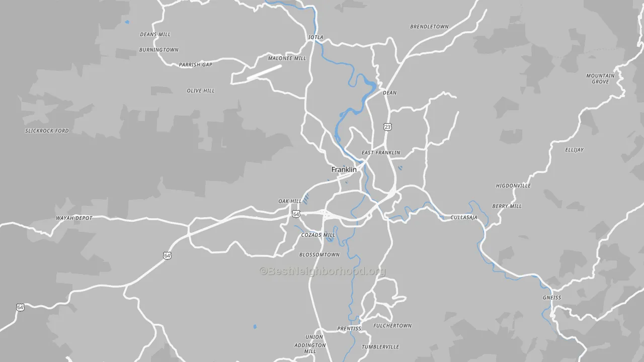 Transit Grade map of Franklin, NC