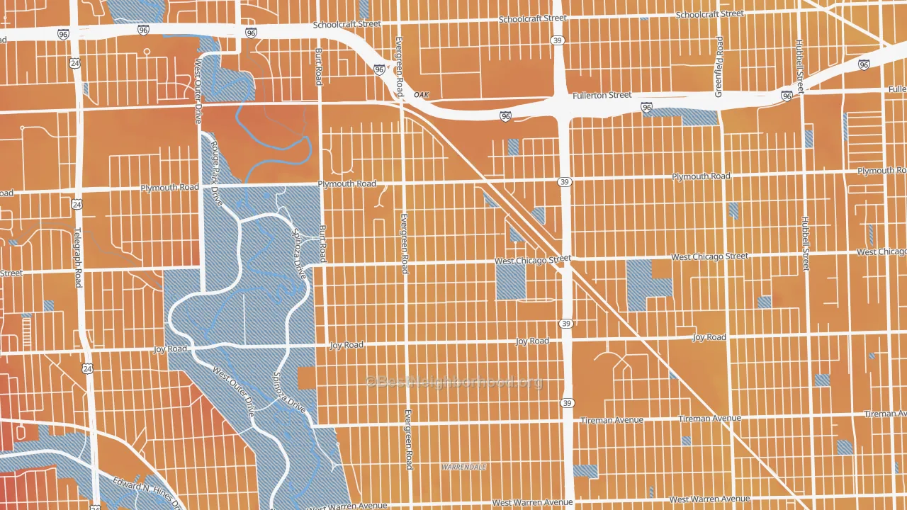 Transit Grade map of Franklin Park, Detroit, MI