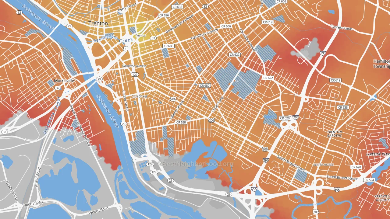 Transit Grade map of Franklin Park, Trenton, NJ