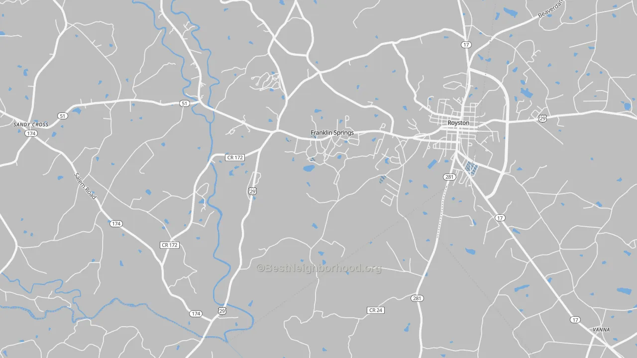 Transit Grade map of Franklin Springs, GA