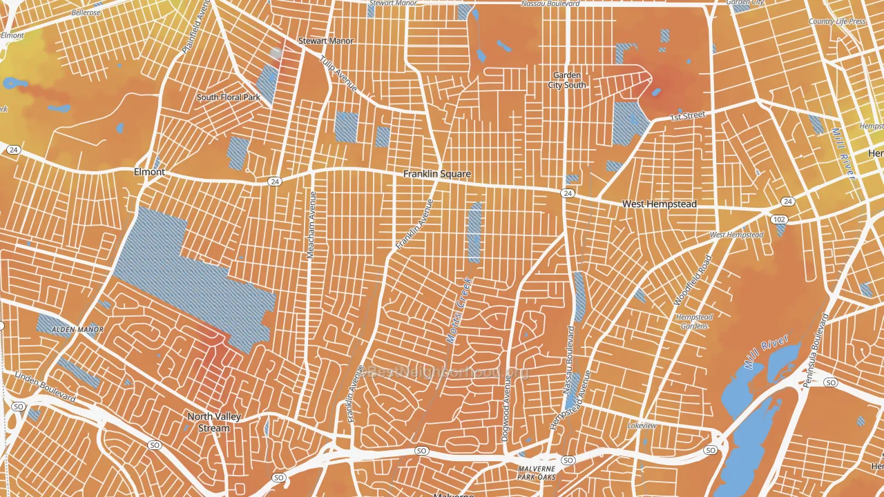 Transit Grade map of Franklin Square, NY