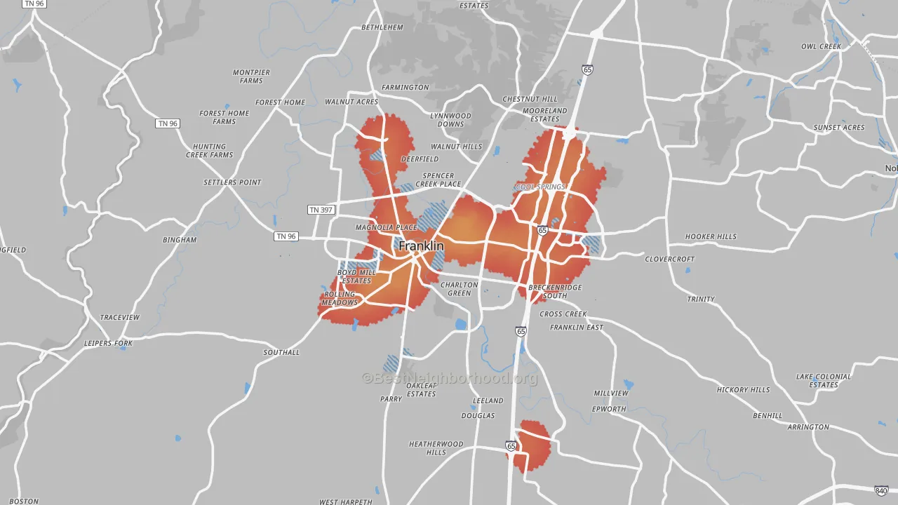 Transit Grade map of Franklin, TN
