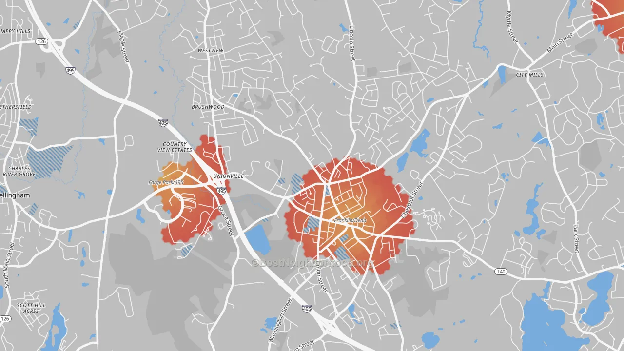 Transit Grade map of Franklin Town, MA
