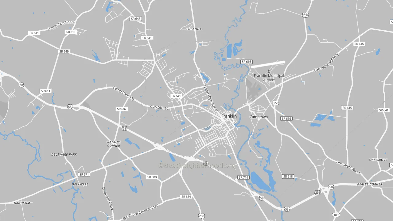 Transit Grade map of Franklin, VA