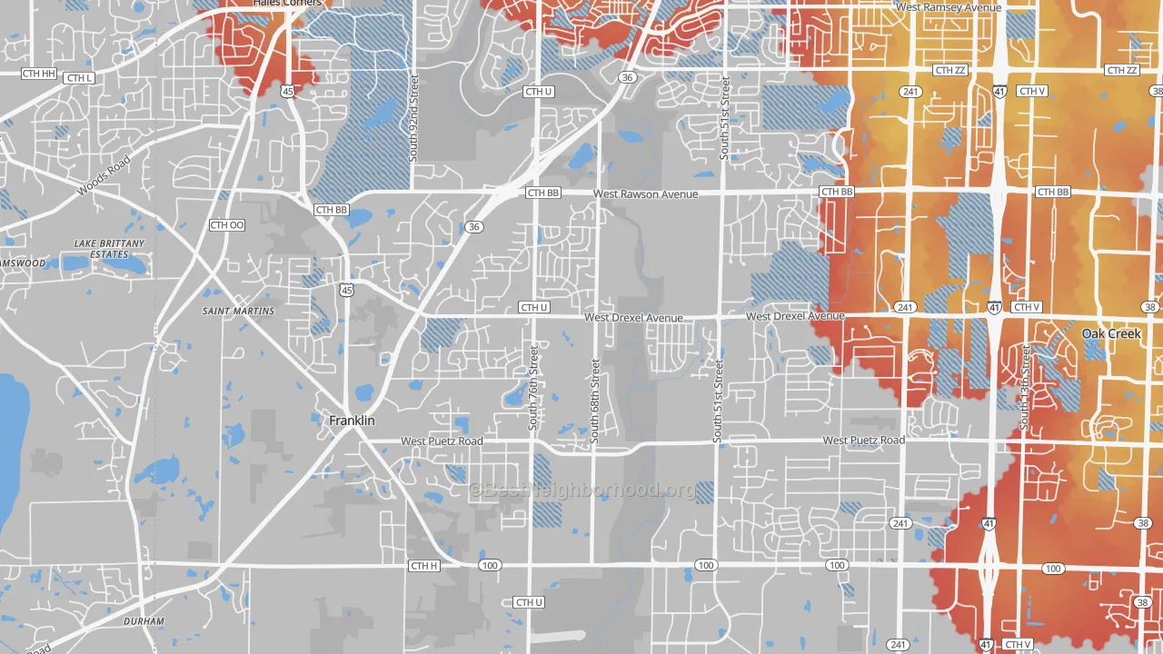 Transit Grade map of Franklin, WI