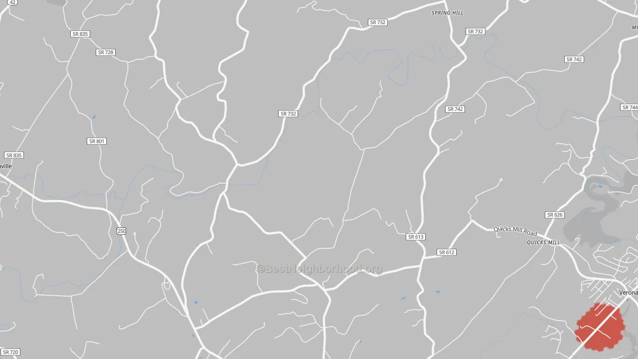 Transit Grade map of Franks Mill, VA