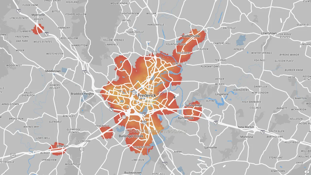 Transit Grade map of Frederick County, MD