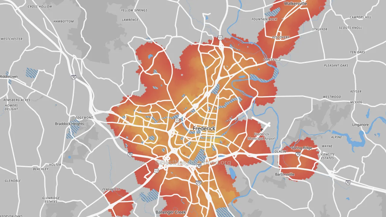 Transit Grade map of Frederick, MD