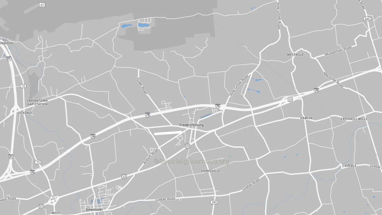 Transit Grade map of Fredericksburg, PA