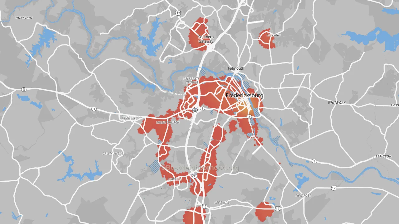 Transit Grade map of Fredericksburg, VA