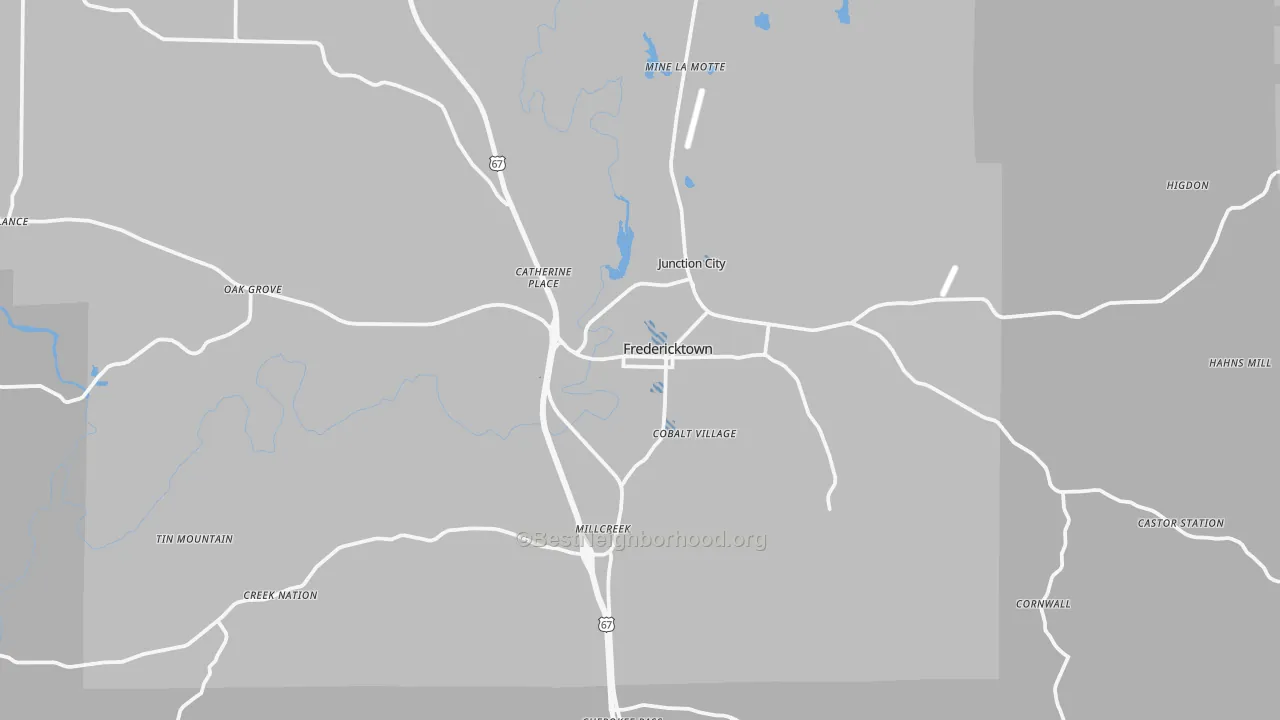 Transit Grade map of Fredericktown, MO