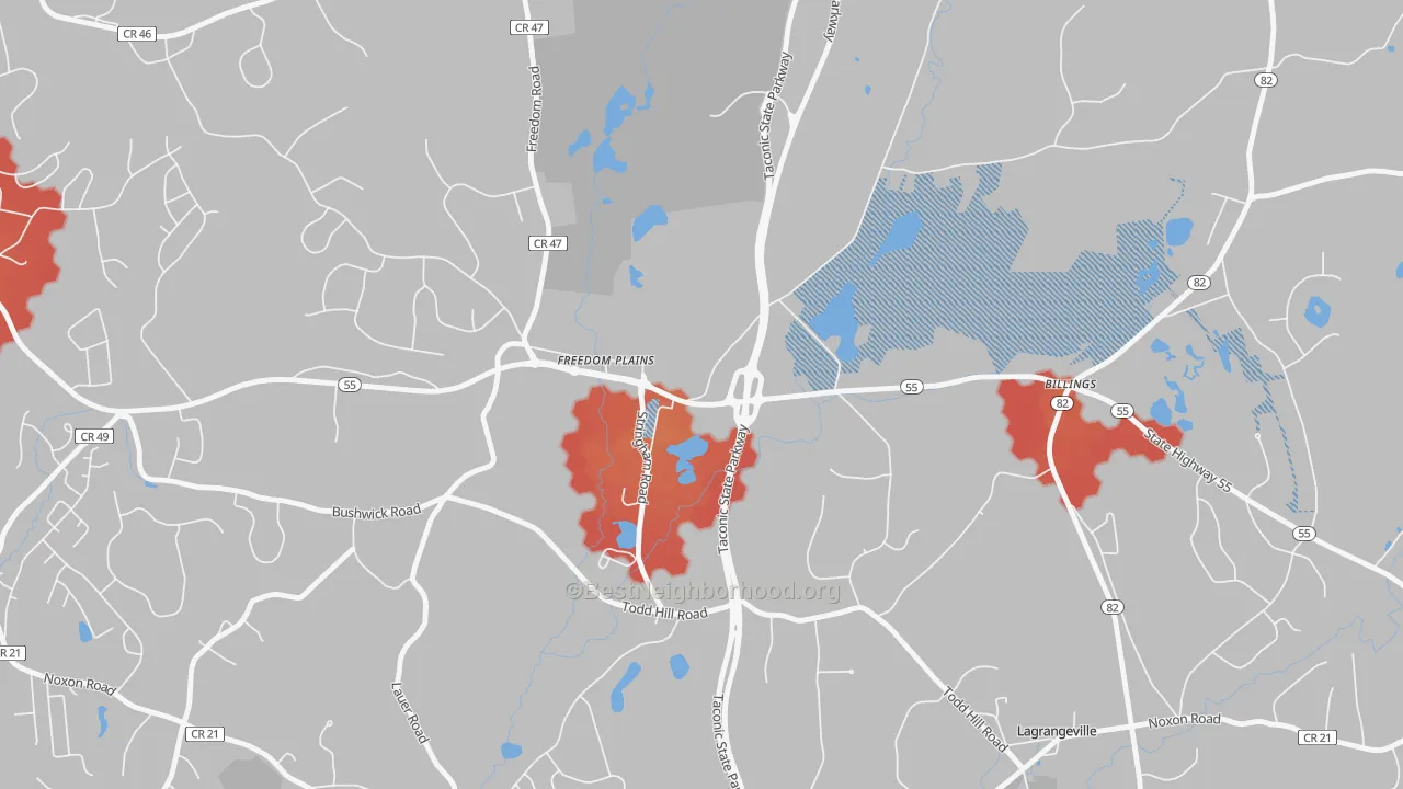 Transit Grade map of Freedom Plains, NY