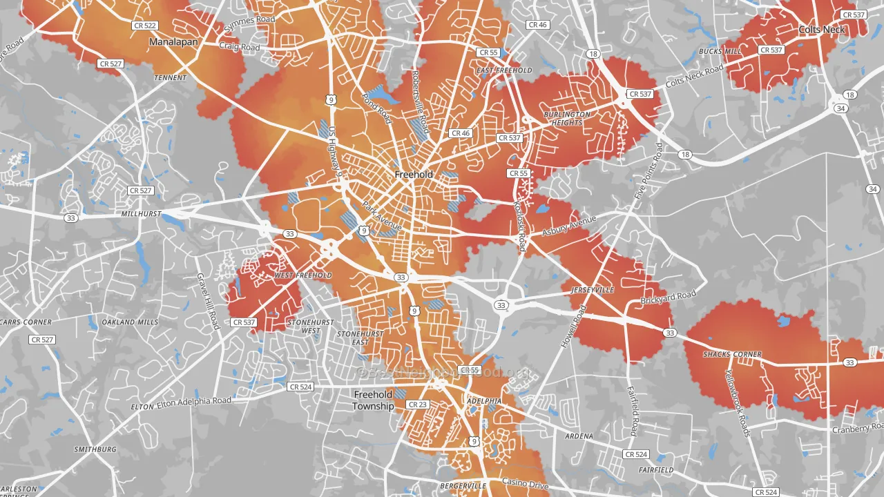 Transit Grade map of Freehold, NJ