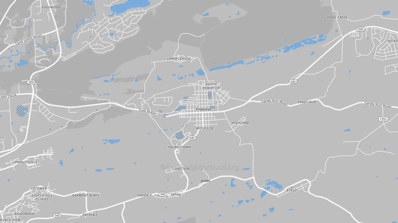 Transit Grade map of Freeland, PA