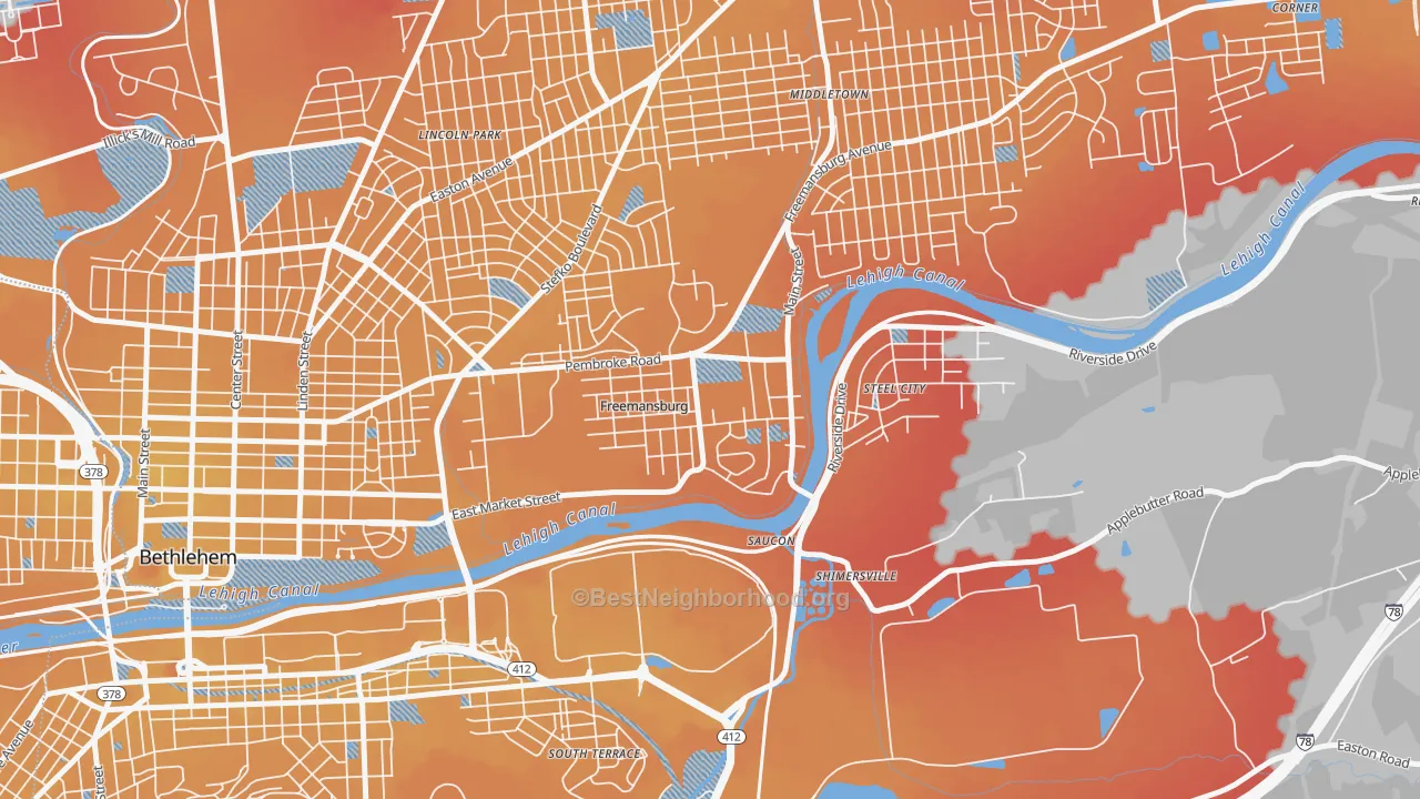 Transit Grade map of Freemansburg, PA