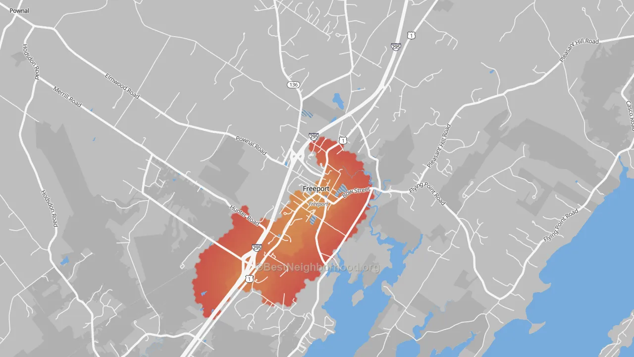 Transit Grade map of Freeport, ME
