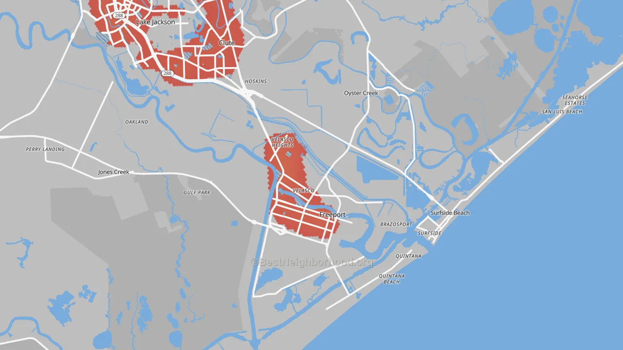 Transit Grade map of Freeport, TX