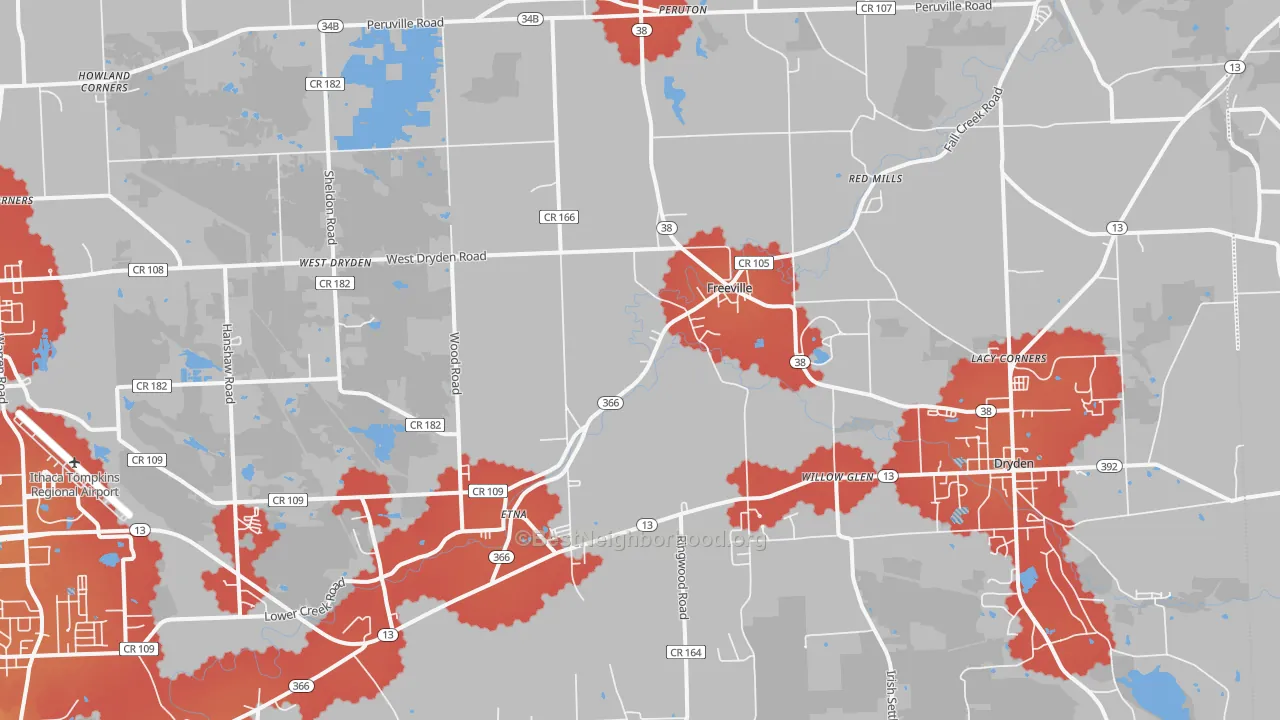Transit Grade map of Freeville, NY