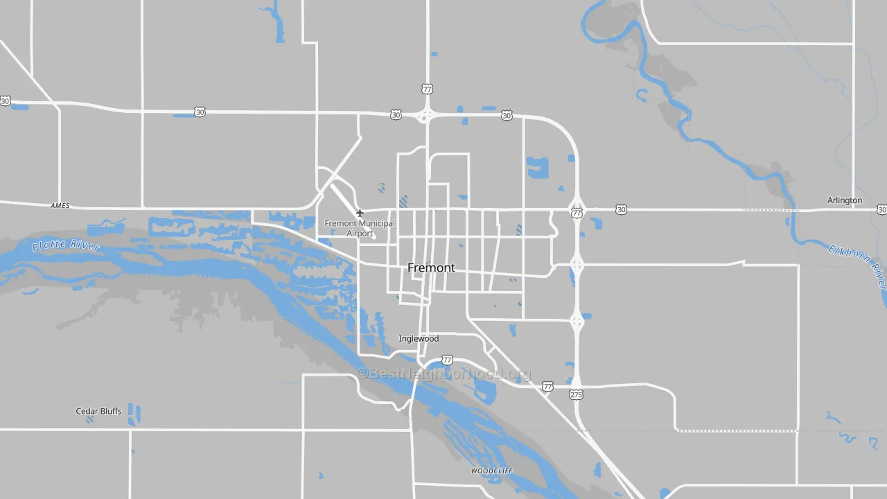 Transit Grade map of Fremont, NE