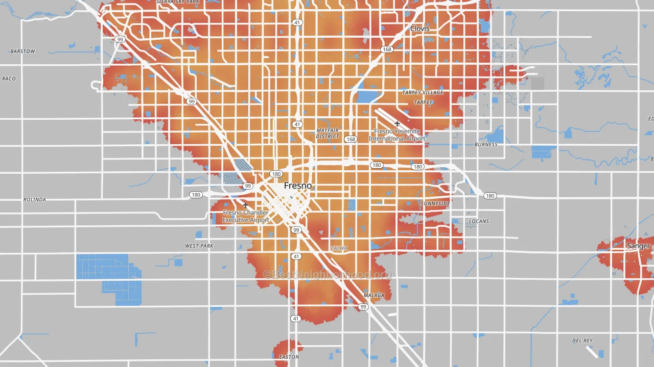 Transit Grade map of Fresno County, CA