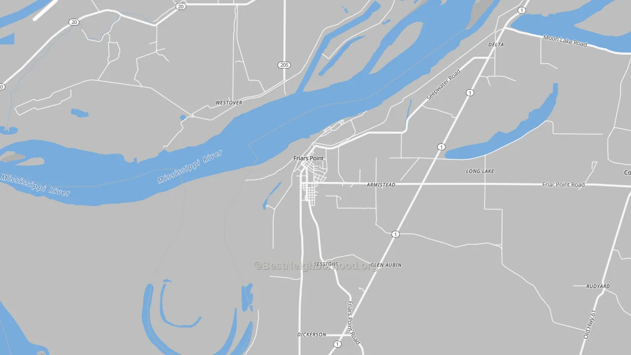 Transit Grade map of Friars Point, MS