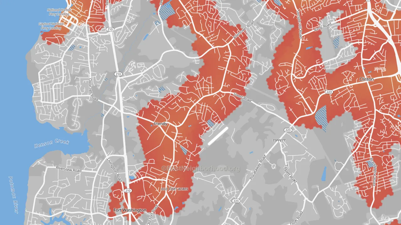 Transit Grade map of Friendly, Fort Washington, MD