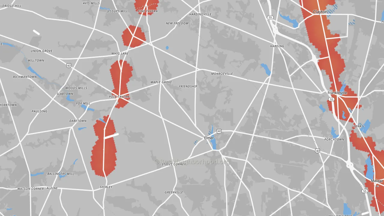 Transit Grade map of Friendship, NJ