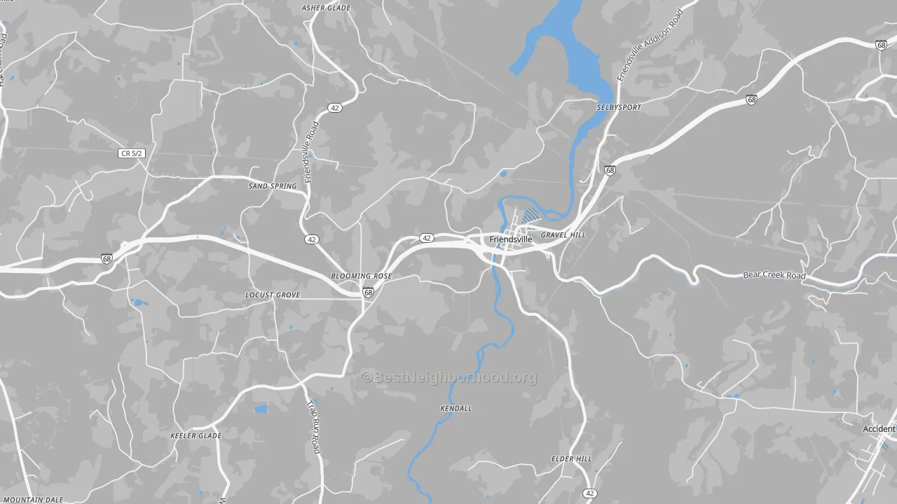 Transit Grade map of Friendsville, MD