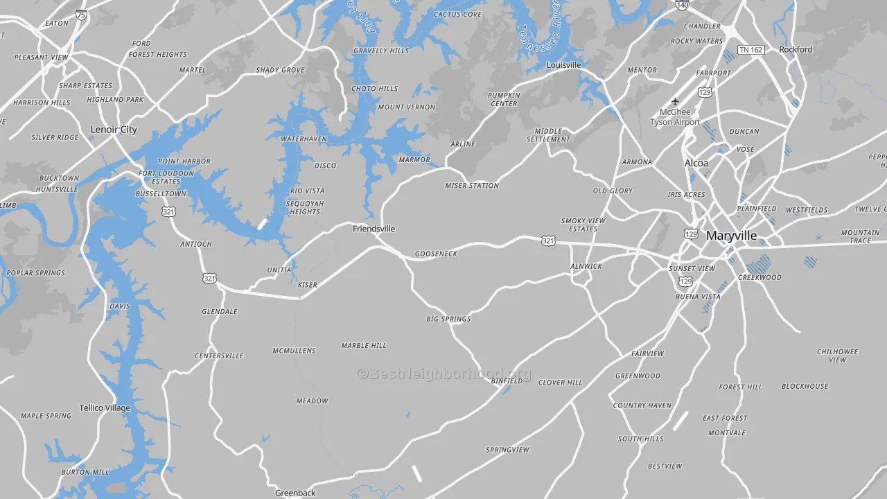Transit Grade map of Friendsville, TN