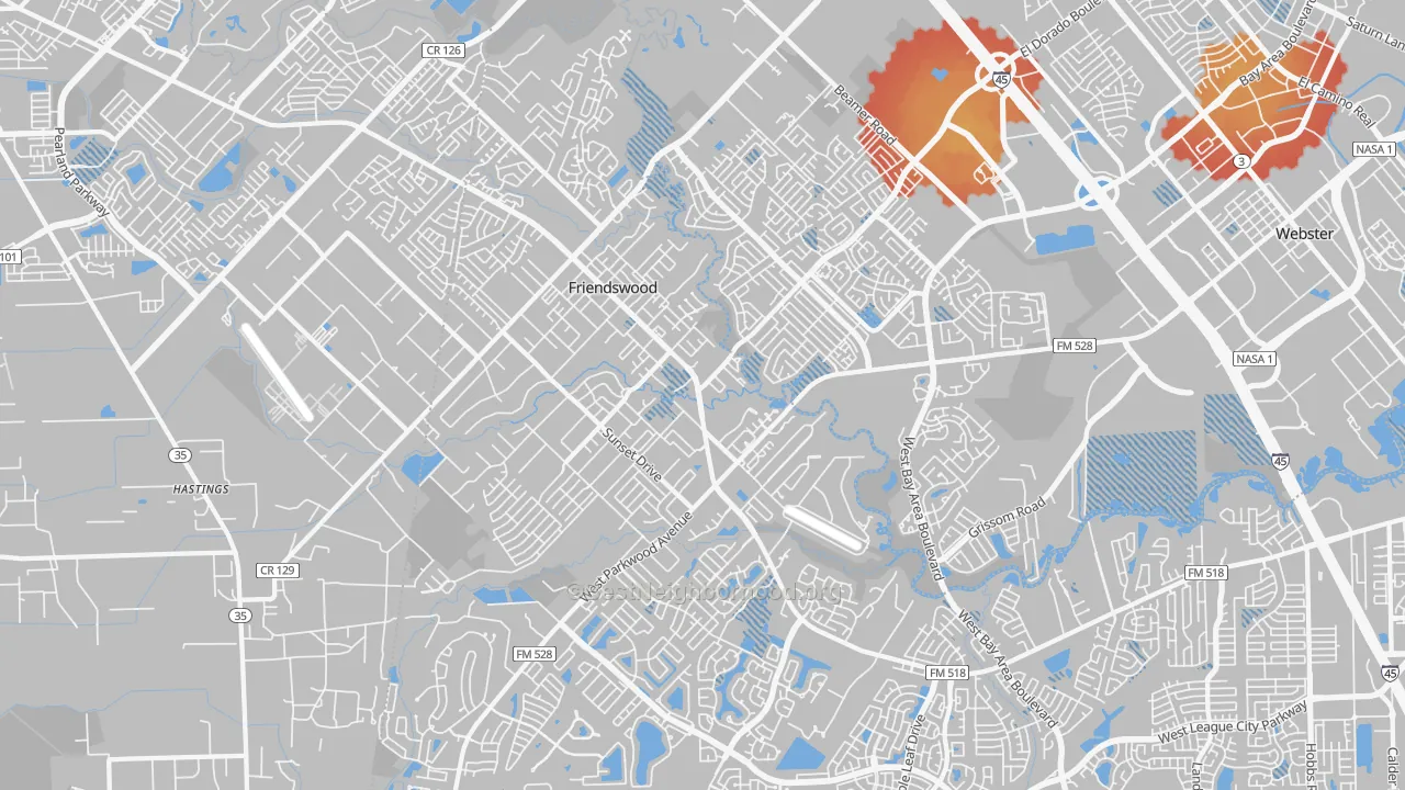 Transit Grade map of Friendswood, TX