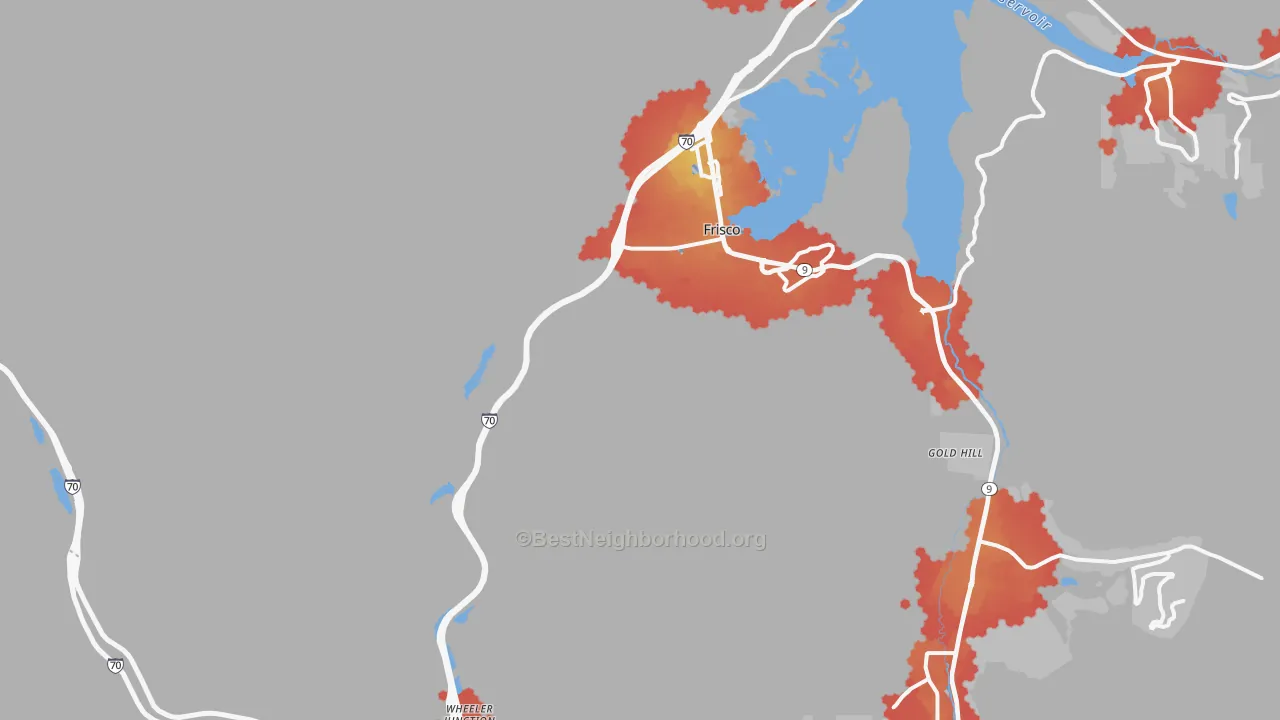 Transit Grade map of Frisco, CO