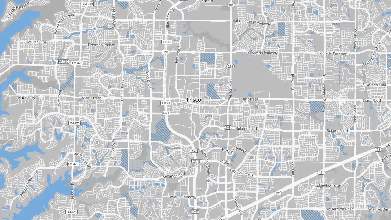 Transit Grade map of Frisco, TX