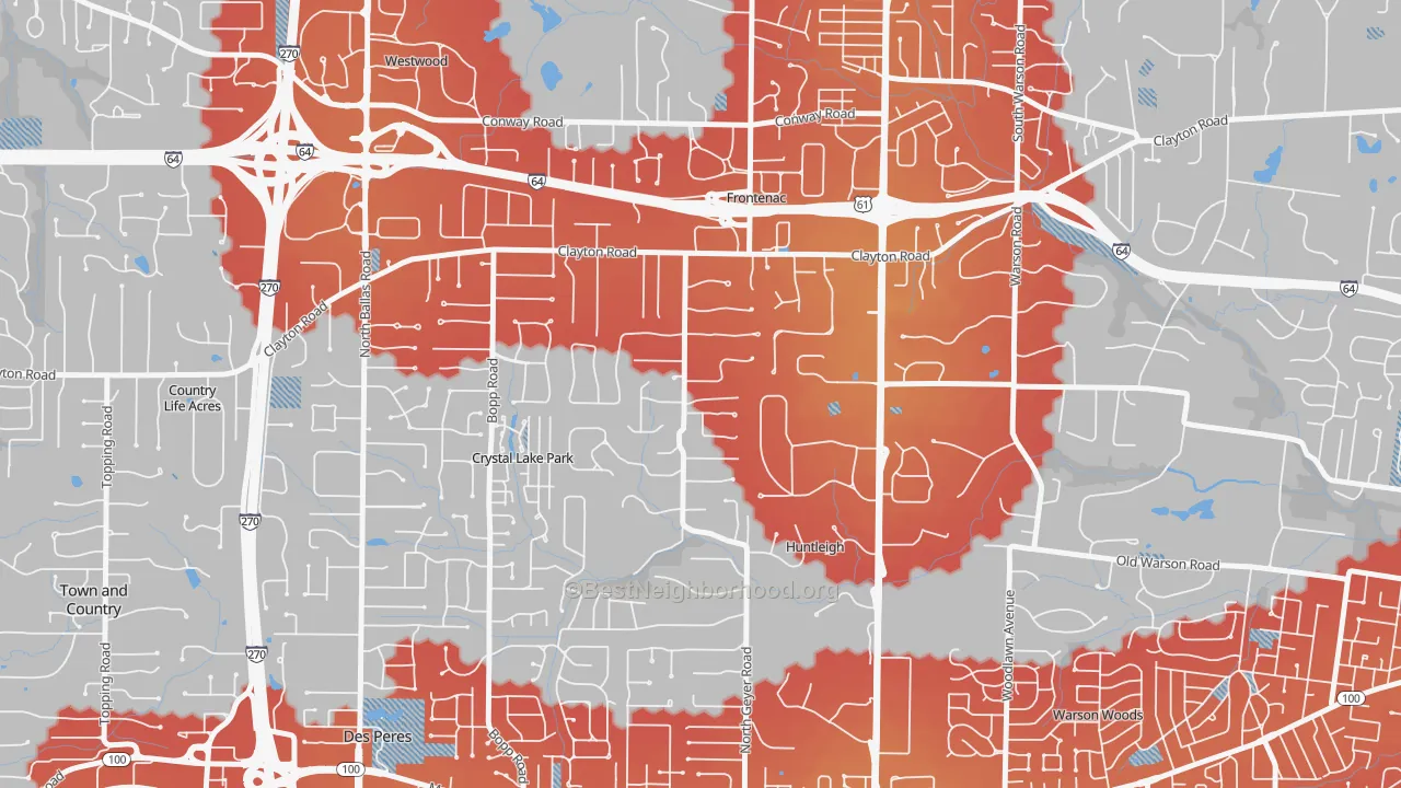 Transit Grade map of Frontenac, MO