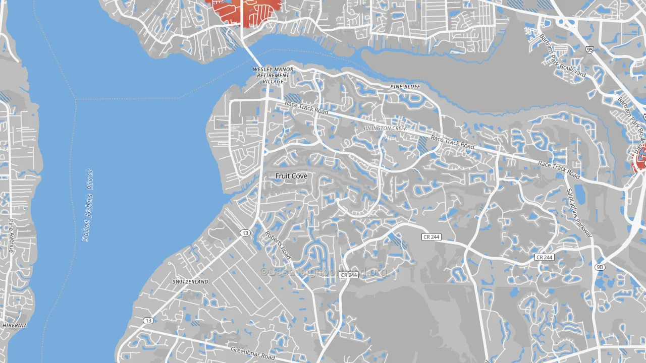 Transit Grade map of Fruit Cove, FL