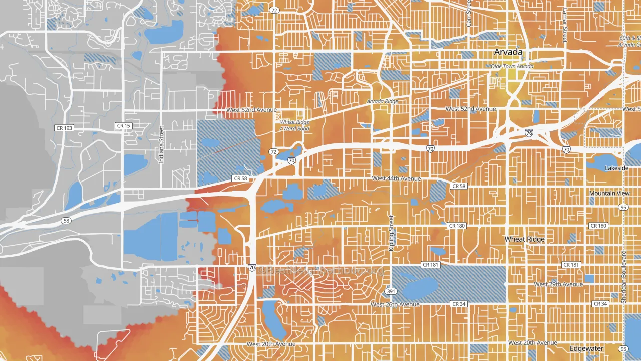 Transit Grade map of Fruitdale, Wheat Ridge, CO