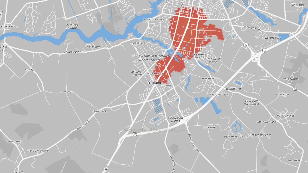 Transit Grade map of Fruitland, MD
